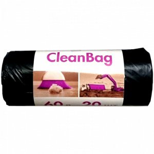 60л, ПНД, 20шт, рулон, черные, 58*65см пакеты д/мусора CLEAN BAG 1/25