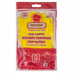 Перчатки резиновые TEXTOP HOME COMFORT рр 10-XL, с напылением, желтые 1/12 1/240