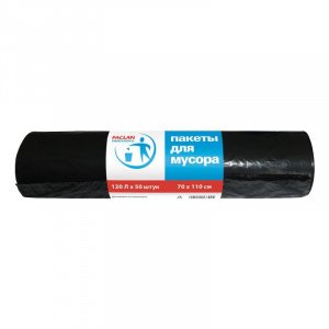 120л, ПВД, 50шт, рулон, черные, 20мкм, 70*110см пакеты д/мусора PROFESSIONAL 1/8