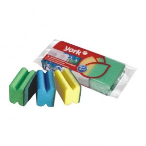 YORK губки д/посуды профильные 3шт, 9*7*4,3см 1/45