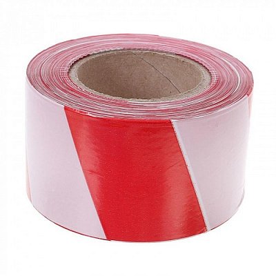 Лента оградительная 50*200м, белая с красным  1/6