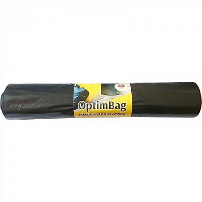 180л, ПВД, 25шт, рулон, черные, 35мкм, 88*106см пакеты д/мусора OPTIMBAG 1/5