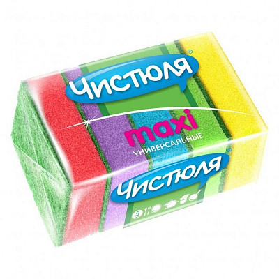 ЧИСТЮЛЯ губки д/посуды 5шт, 6.4*9.6*2.7см МАКСИ 1/72
