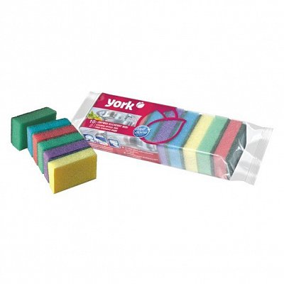 YORK губки д/посуды 10шт, 8*5*2,5см МИДИ 1/60