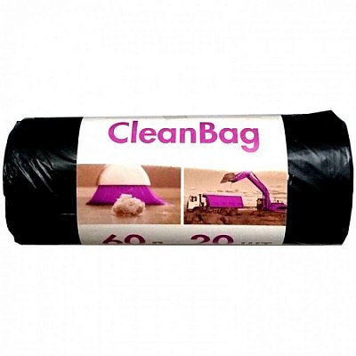60л, ПНД, 20шт, рулон, черные, 58*65см пакеты д/мусора CLEAN BAG 1/25