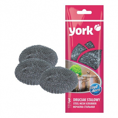YORK мочалка из стали 12г, 3шт 1/80