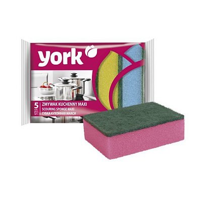 YORK губки д/посуды 5шт, 10*7*2,9см, МАКСИ 1/50