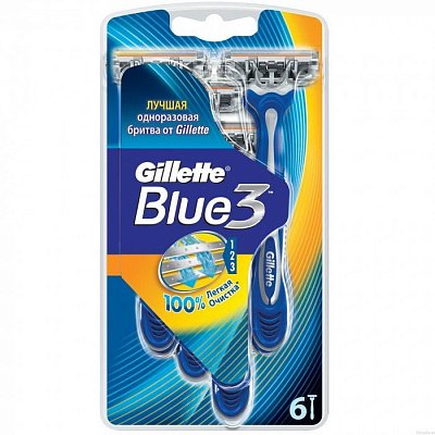 ЖИЛЛЕТ BLUE 3 бритва однораз. 6шт 1/6