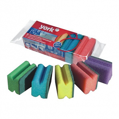 YORK губки д/посуды профильные 5шт, 8*6*4,3см 1/45