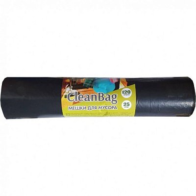 120л, ПВД, 25шт, рулон, черные, 45мкмс, 70*108см пакеты д/мусора CLEAN BAG 1/1 1/10