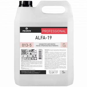 ALFA-19 концентрат для уборки после строительства и ремонта 5л 1/4
