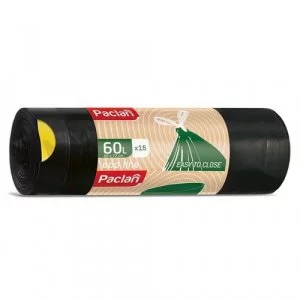 60л, ПВД, 15шт, рулон, черные, 60*72см пакеты д/мусора ECO LINE с тесьмой 1/24    