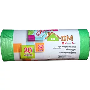 30л, ПНД, 30шт, рулон, зеленый ЭКОДОМ пакеты д/мусора 1/60